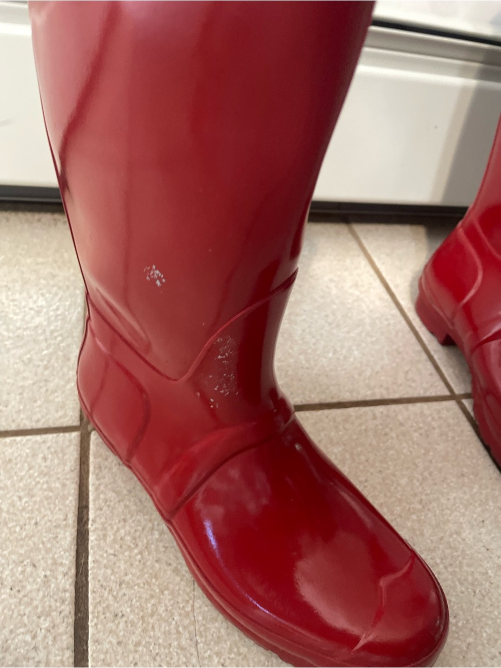 Hunter Red Tall Gloss Rain Boots - Picture 2 of 8